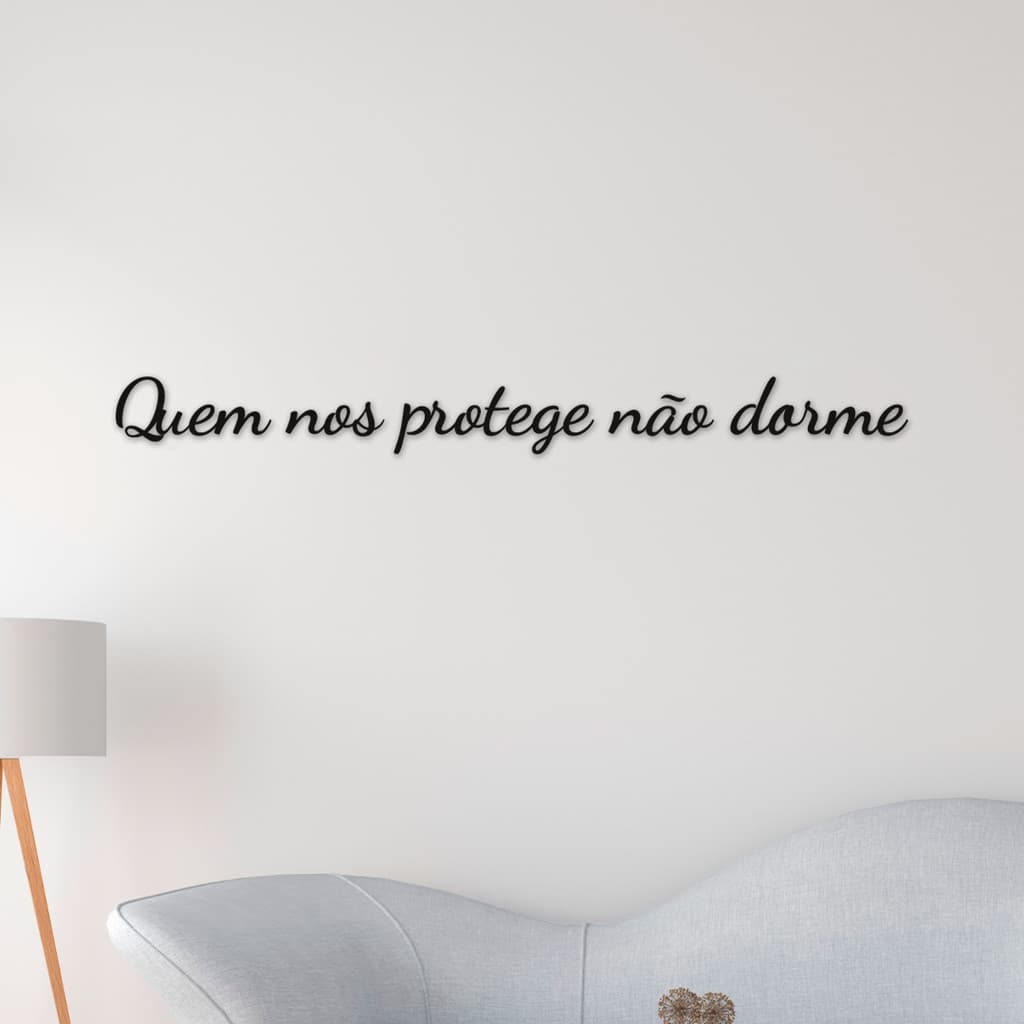 Quadro Letreiro  Decorativo Vazado em MDF 3mm Quem nos Protege