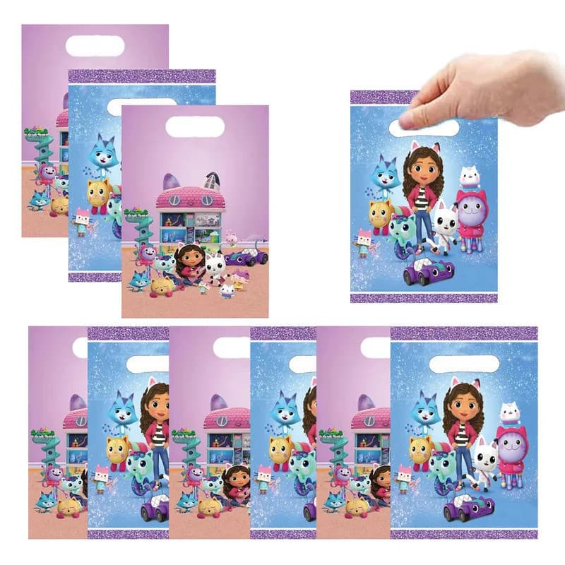 30 Pcs Sacolas de Presente para Festa de Casa de Bonecas Gabby Sacolas de Plástico com Tema de Gato para Chá de Bebê Cri
