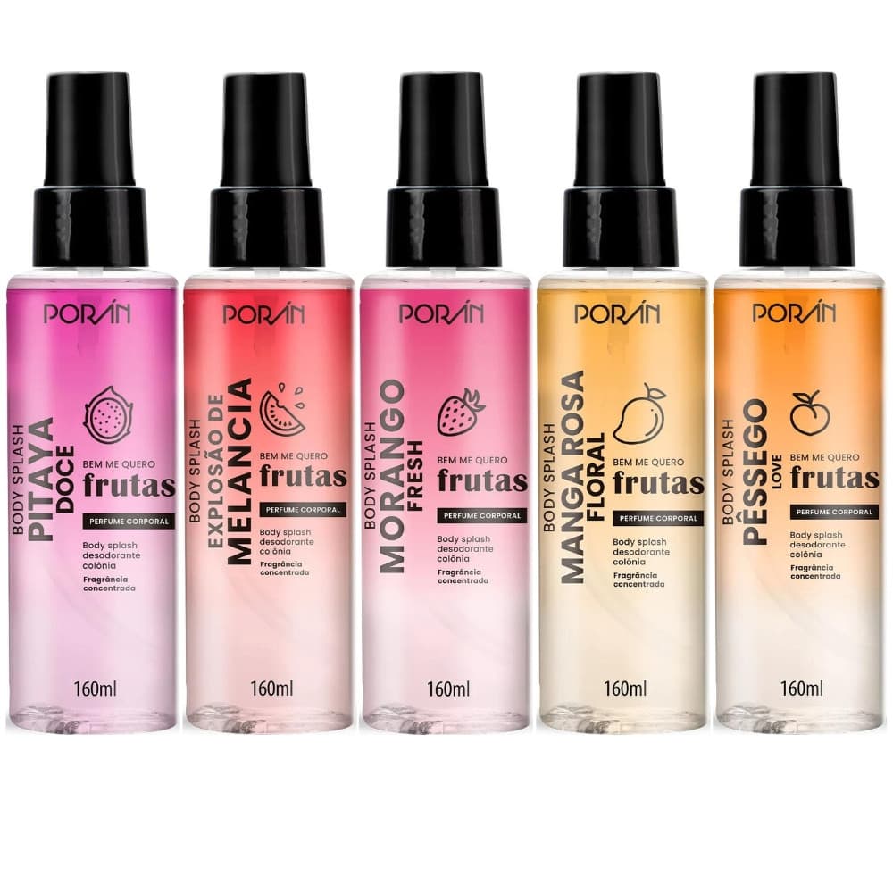Kit Body Splash Poran Frutas 160ml Hidratante Corporal Poran 145g Esfoliante Poran 240g Envio Rápido