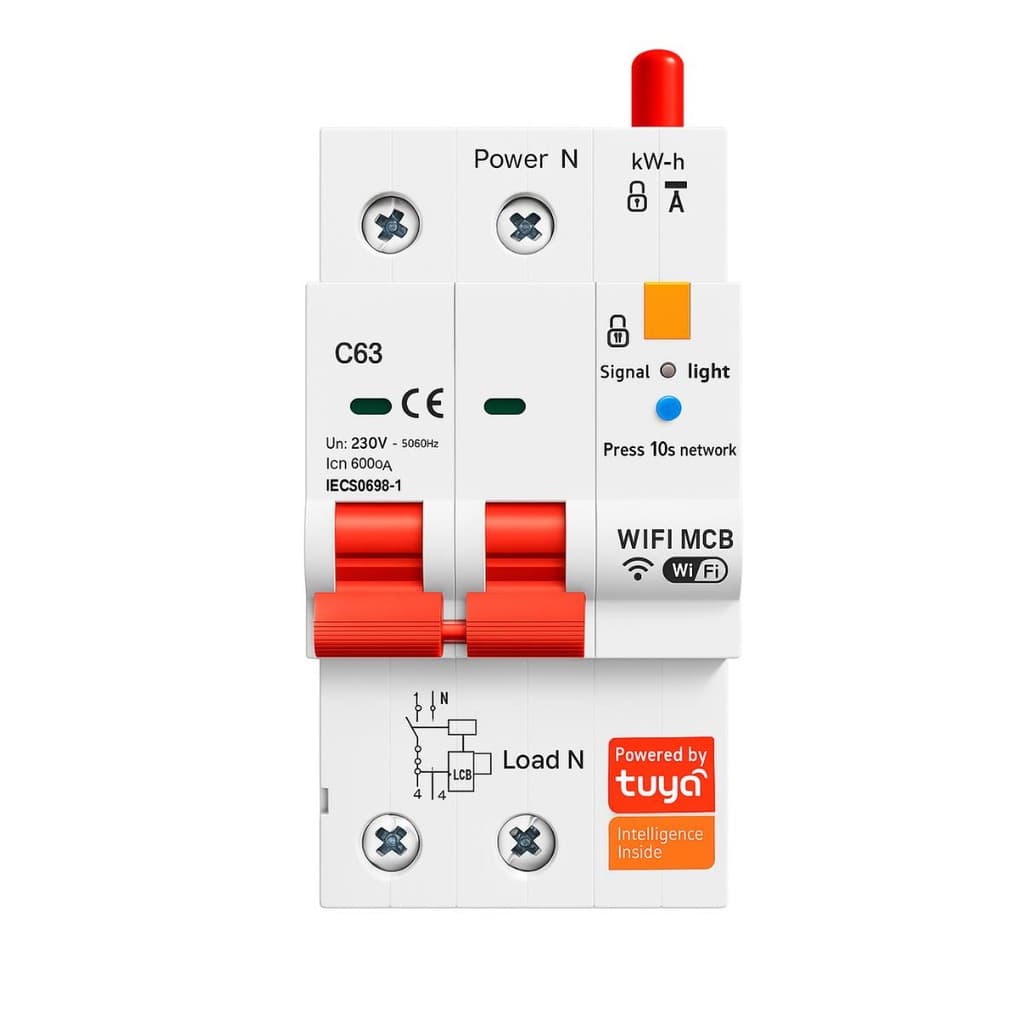 Disjuntor Inteligente Tuya Smart WiFi 63A 1P+N SBC02 Monitoramento de Energia