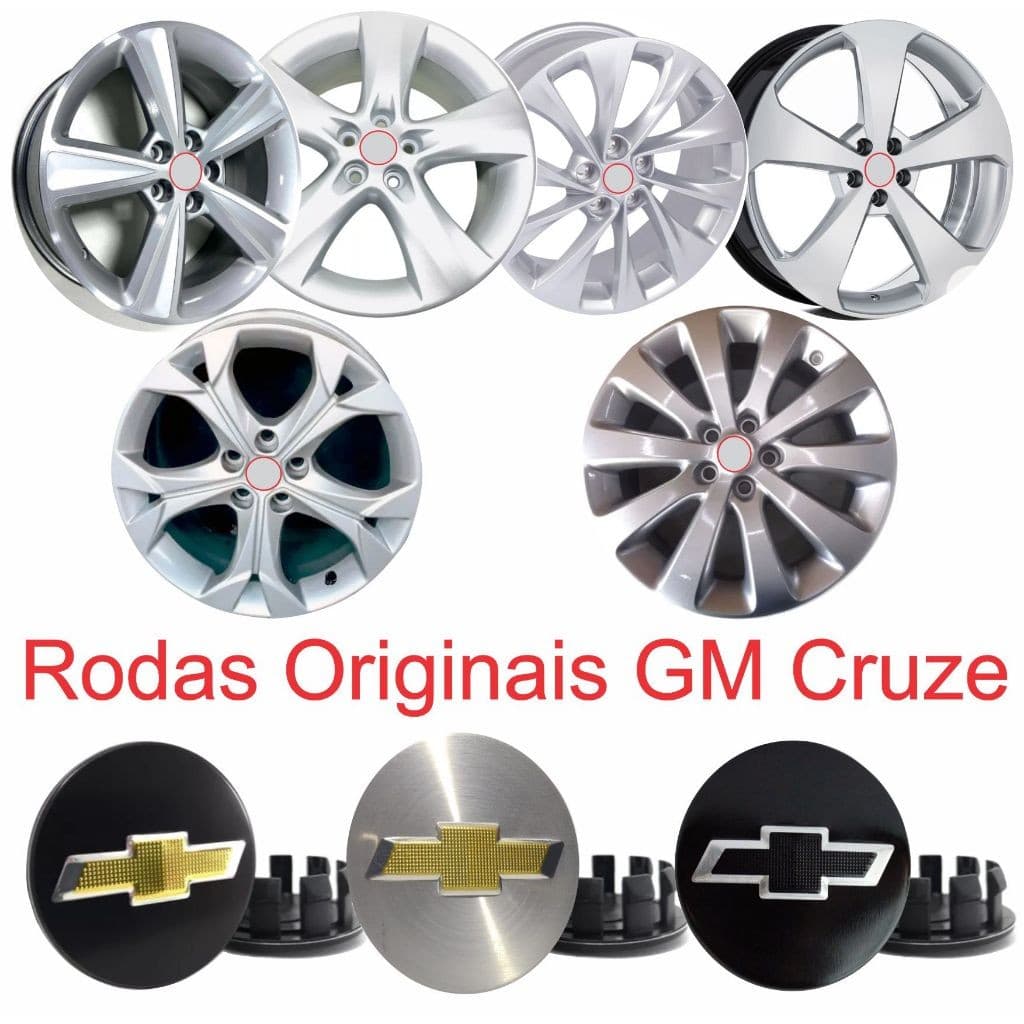Jogo 4 Calotinha Miolo Centro Tampa Calota Roda Original Chevrolet GM 58mm Cruze Onix Cobalt
