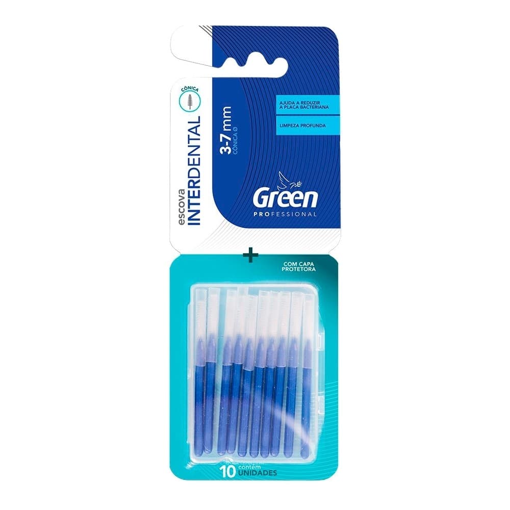 Escova Interdental Cônica 3 - 7 mm - 10 unidades - Green