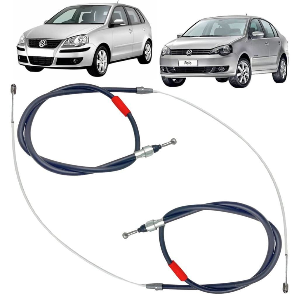 KIT 2 CABO FREIO MÃO TRASEIRO À DISCO VW POLO G2 2003 A 2014 (164CM)