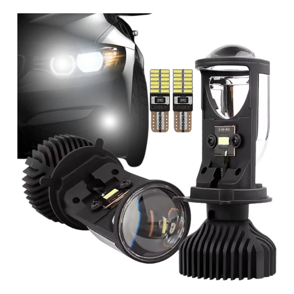 Projetor Farol Led Lampada H4 Big Canhão Conversão Elíptico