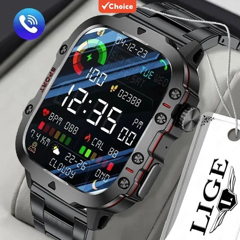LIGE Sports Watch Masculino Smartwatch Impermeável IP68 Monitoramento De Saúde Bluetooth