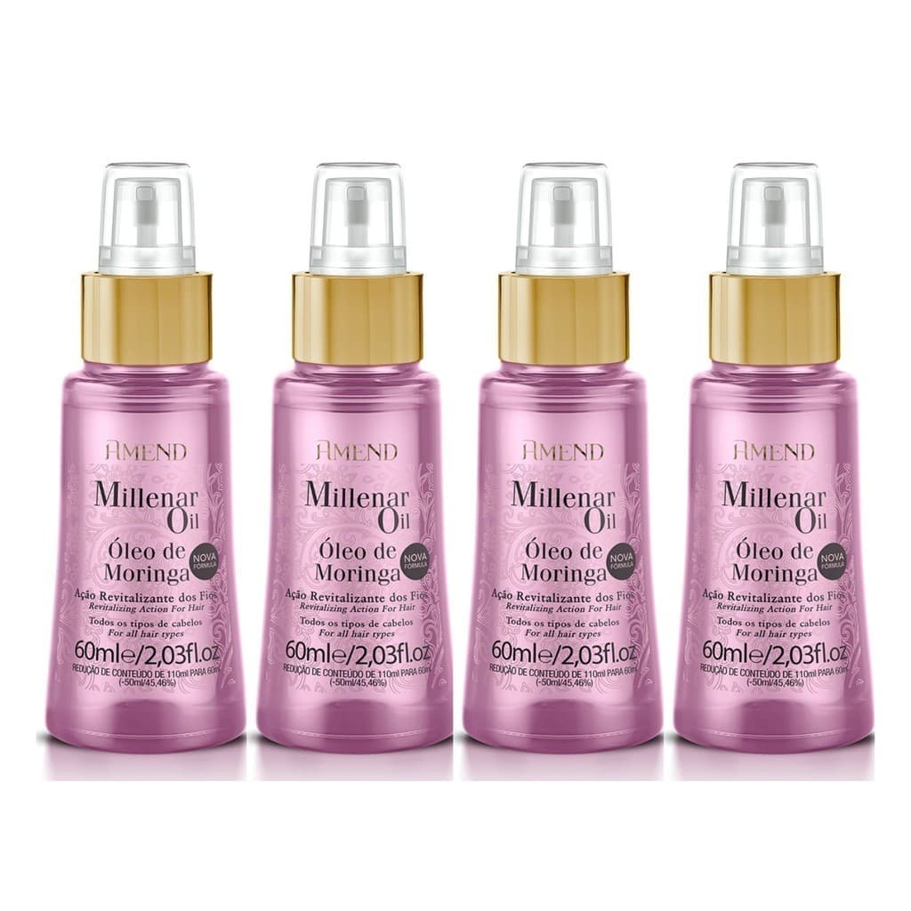 Kit Com 4 Óleo De Moringa Amend Millenar Oil Segredo Do Mundo 60ML Acao Revitalizante Dos Fios