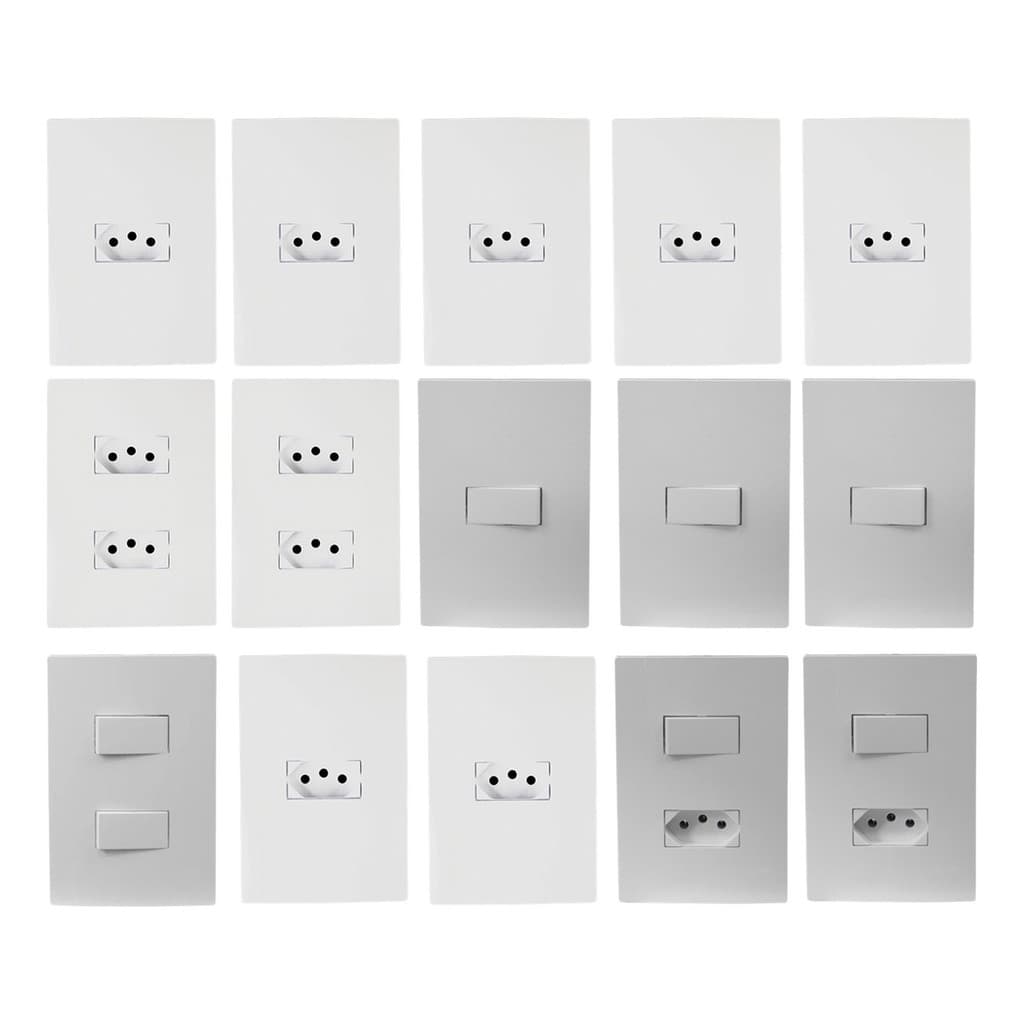 Kit 15 Peças Tomada Interruptor Ilumi I9 + Casa Completa