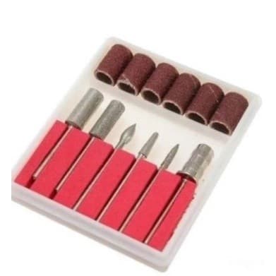 Kit Refil 6 Lixas + 6 Brocas Lixa Elétrica Lixadeiras Unhas Salão