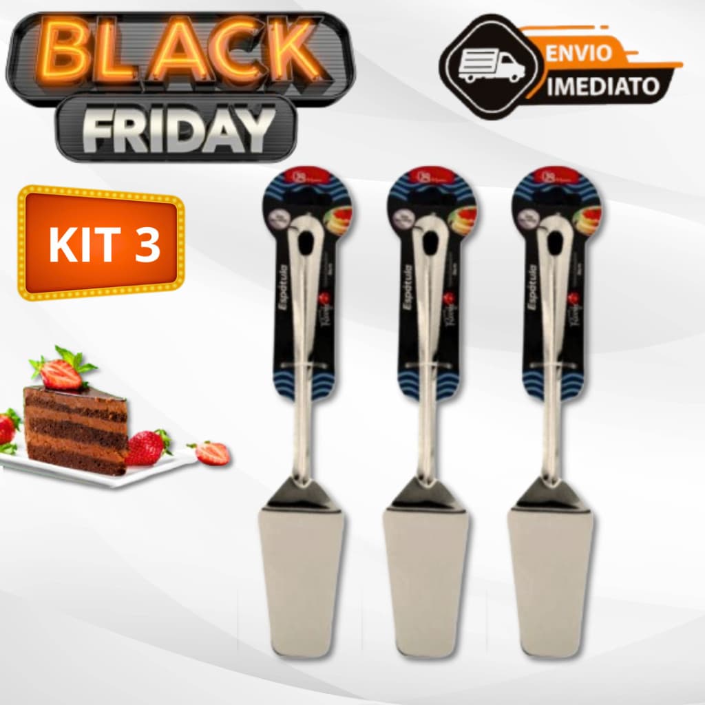 Kit 3 Espátulas Para Cortar Bolo e Torata de Aço Inox Envio Imediato