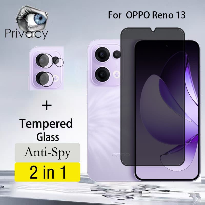 2 Em 1 Película Privacidade OPPO Reno 13 5G Protetor De Tela Anti-Espionagem Vidro Temperado Para 13F Espião Pelicula