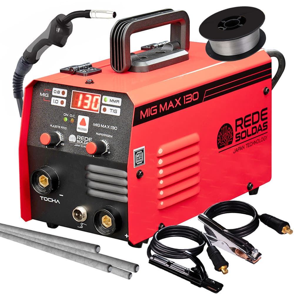 Inversor de Solda 3x1 MIG sem Gás TIG-LIFT e MMA Rede Solda + Arame Eletrodo 6013