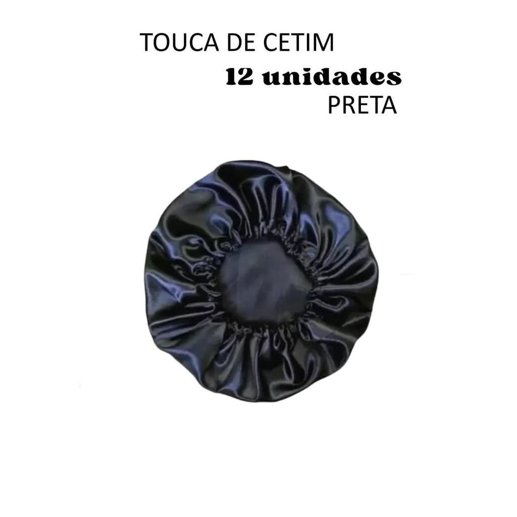 Kit Touca de Cetim 12 unidades preta