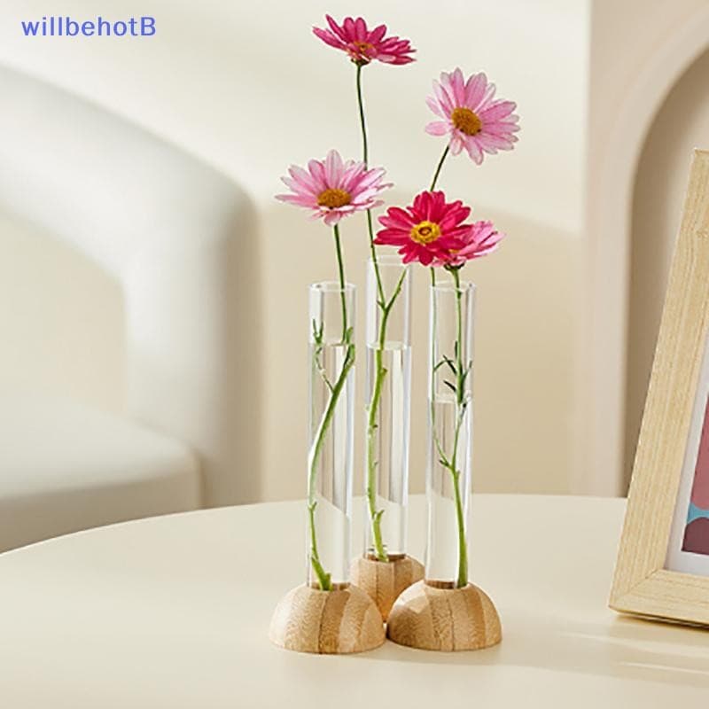 [WillbehotB] Vaso Redondo De Vidro De Cristal Estilo Nórdico Criativo Em Arte Madeira Ornamentos Hidropônicos De Lótus V