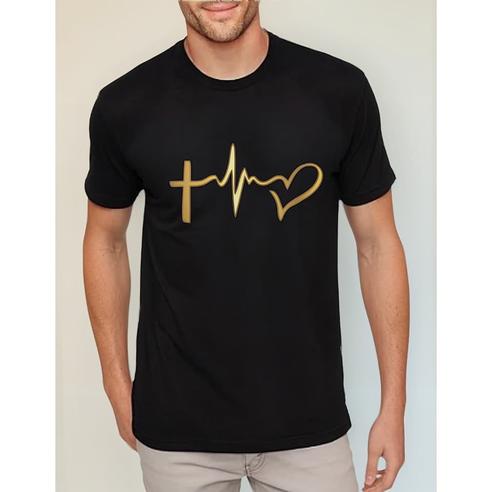 Camiseta Masculina Gospel Frequência Cardíaca Preto - R93