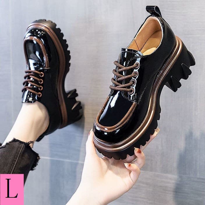 35-43 Tamanho Grande Couro Macio Genuíno Sapatos Pequenos Grossos Mulheres 41 Preto Com Laço Redondo Estilo Retro