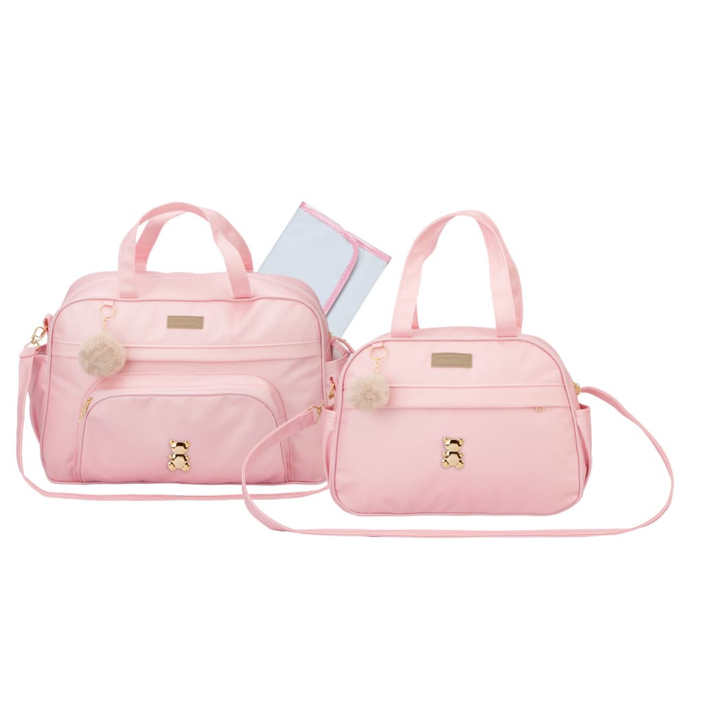 Kit Bolsa Saída Maternidade Impermeável Menino Menina Frasqueira e Trocador - 3 peças