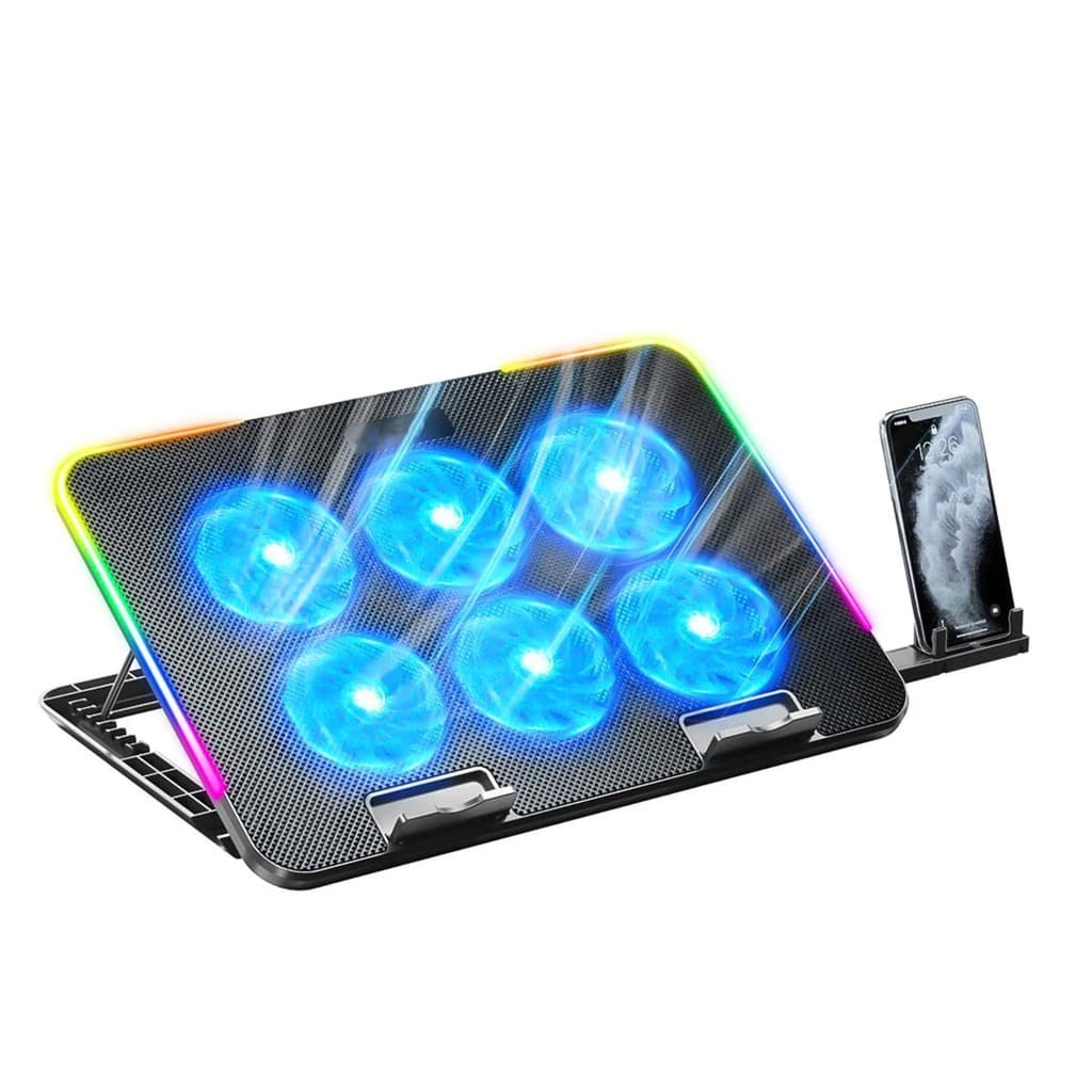 Suporte Notebook Laptop Cooler 6 Ventoinha LED RGB Ajustável