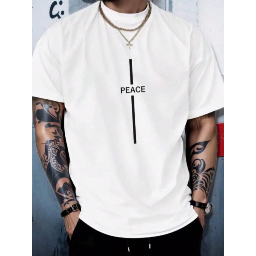 Camiseta Masculina 100% Algodão Peace Camisa Premium Blusa Casual Básica Lançamento