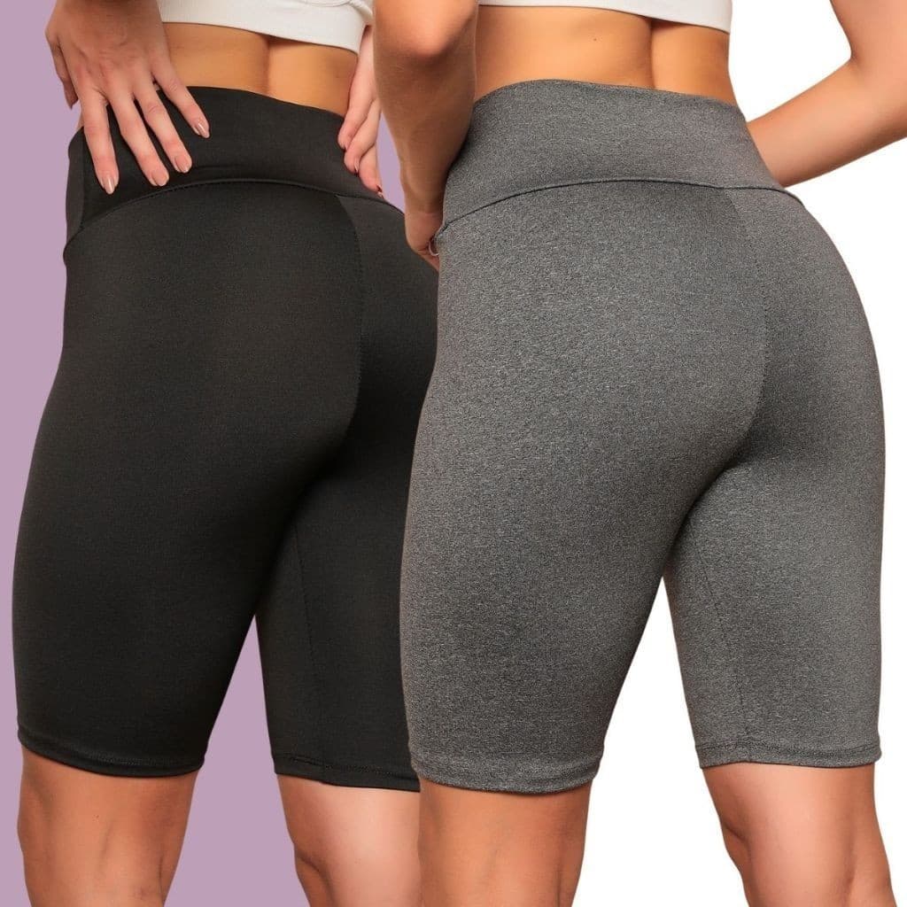 KIT 2 Shorts Legging Feminino Suplex Bermuda Cintura Alta Academia Yoga Ciclismo  Zero Transparência