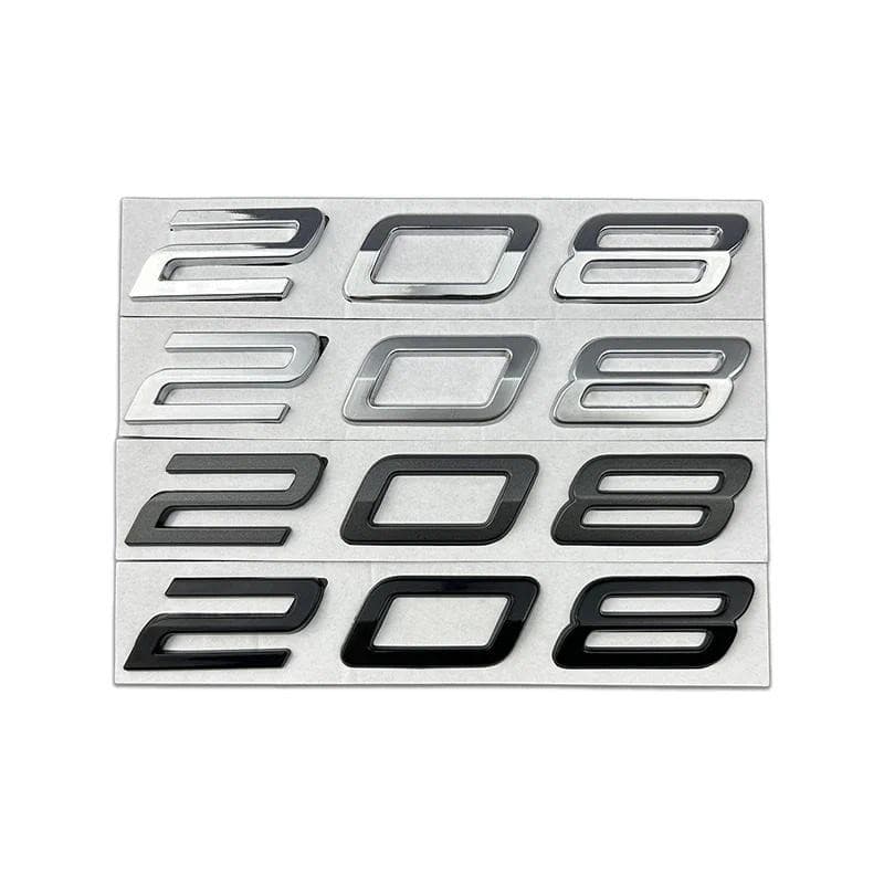 Novo Emblema Do Porta-Malas Carro Carta Decalque Para Peugeot 208 Logotipo Liga De Metal Estilo Adesivo Traseiro Acessór