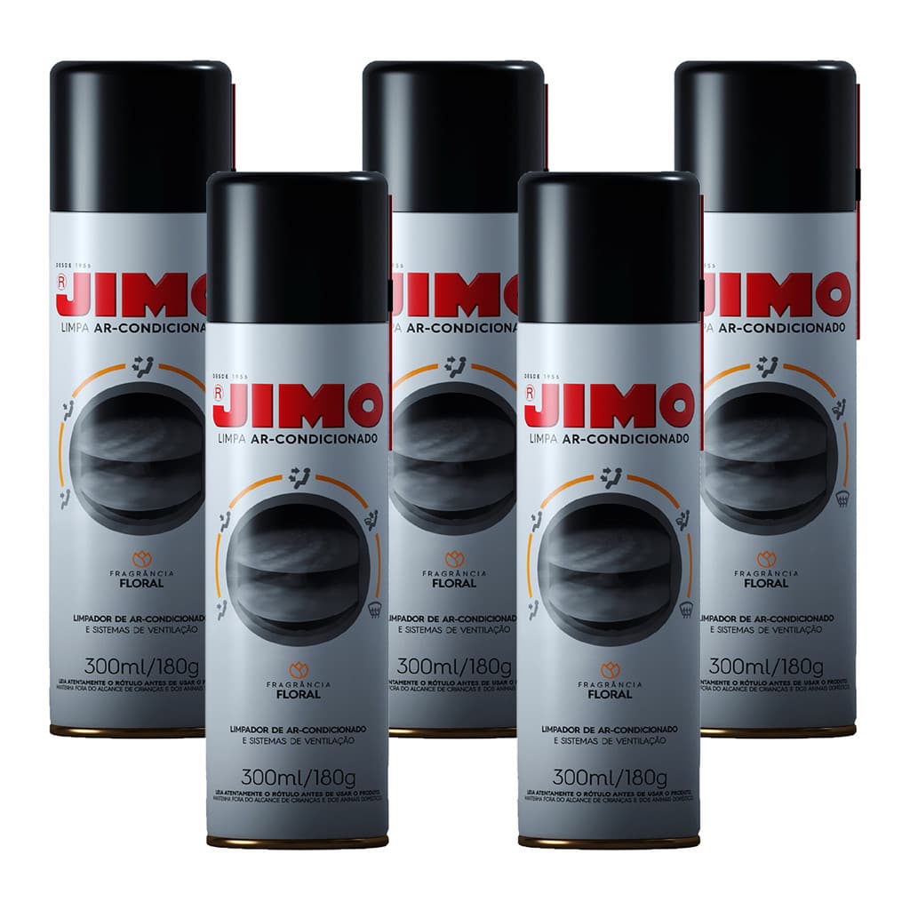 Kit 5 Limpa Ar Condicionado Automotivo Higieniza 300ml Jimo