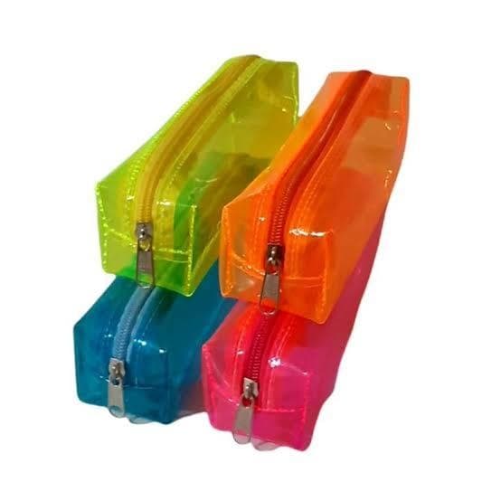 Kit Estojos Escolar Neon, Cores Sortidas - Porta Treco e Ótimo para Festas