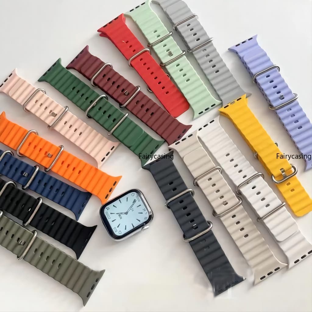 Pulseira De Silicone Com Alça Oceânica Para Apple Watch Series 8 7 ultra 49mm 45mm 44mm 42mm