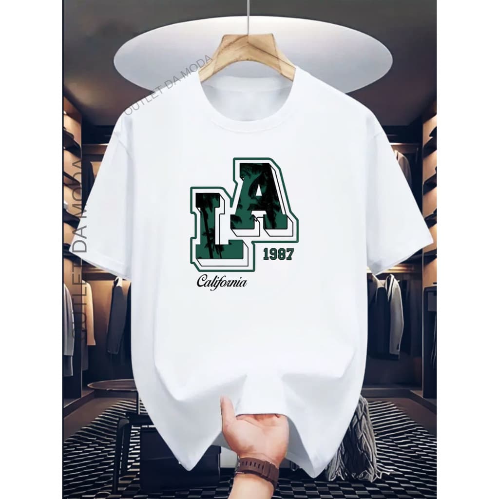 Camiseta Masculina Estampada L.A VD Camisa Estampada 100% algodão Malha 30.1 Linha Premium