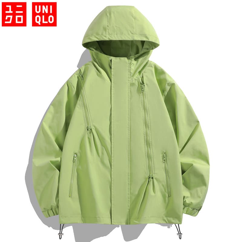 UNIQLO Jaqueta Corta-Vento Fêmea Impermeável Com Capuz E Zíper Quente De Alta Qualidade À Prova De