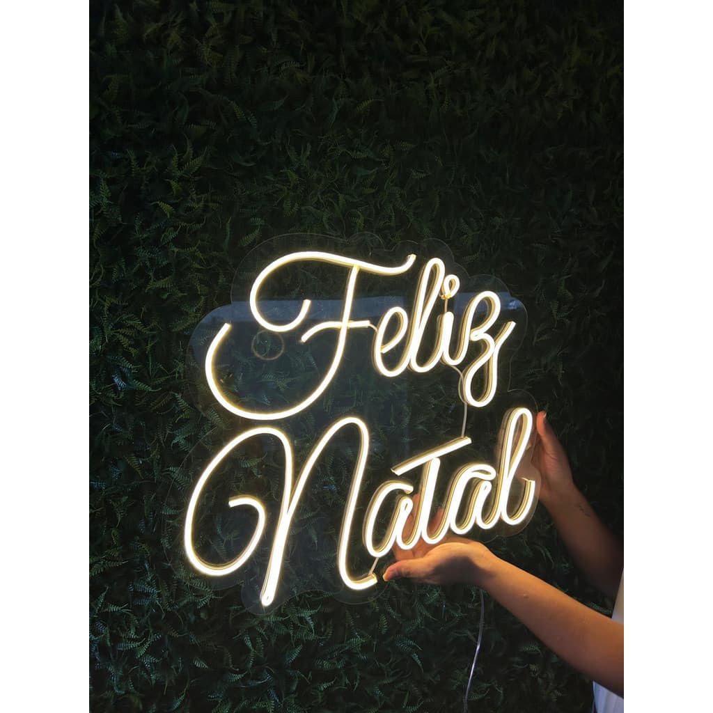 Placa Painel Letreiro Luminoso Neon Led Feliz Natal Presente