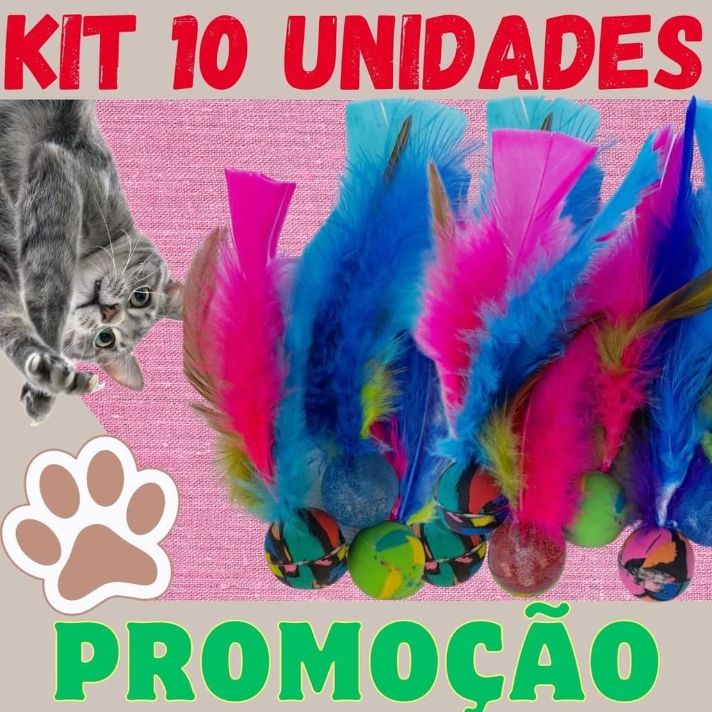 10pçs/Ping pena Bolinha pula pula com penas coloridas brinquedo Pet b10d