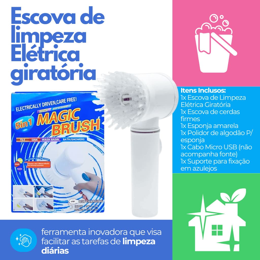 Escova de Limpeza Elétrica Giratória