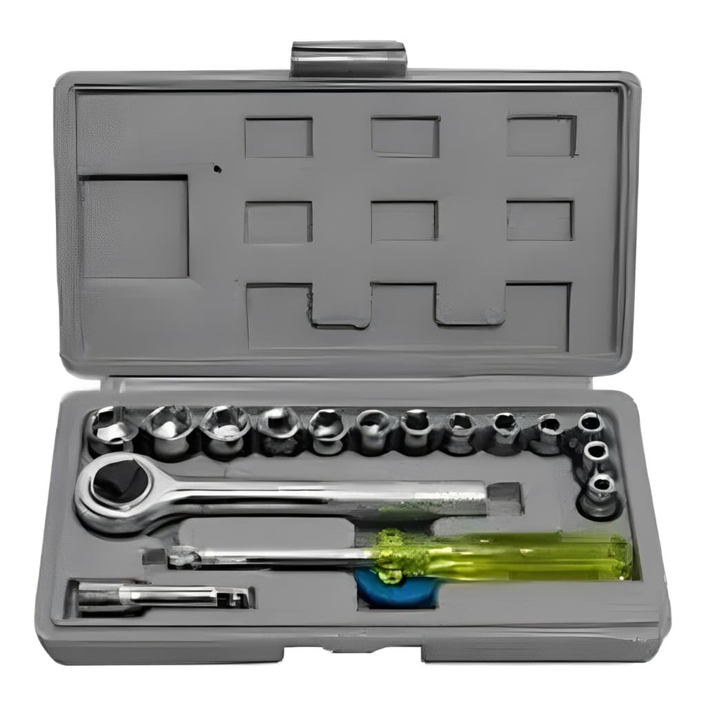 Jogo Kit Chave Catraca Maleta 17 Peças Soquete Ferramenta Cor Cinza