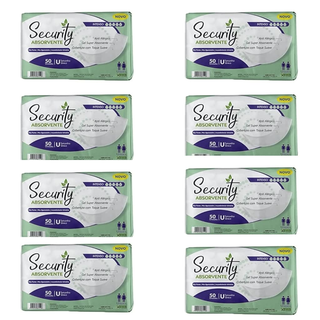kit 8 Absorvente Geriátrico Operatório Pós Parto Security C/ 50 Un