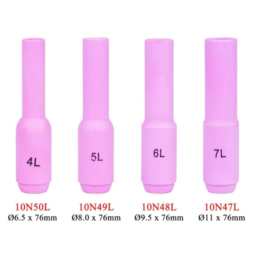 Bocal Cerâmico Longo Tocha Solda Tig 10NL - Kit 4 Pçs