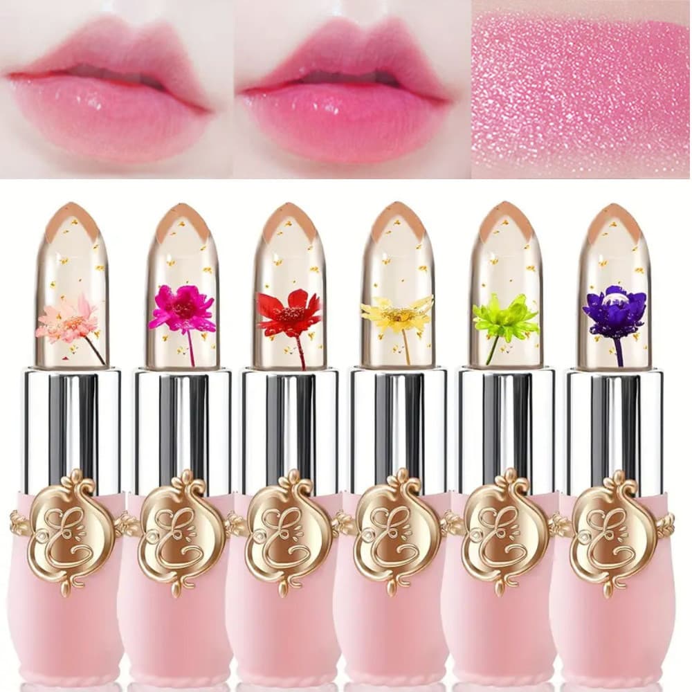 Flor Seca Geléia Batom Mudança De Temperatura Cor Bálsamo Labial À Prova Dwaterproof Água Hidratante De Longa Duração Na