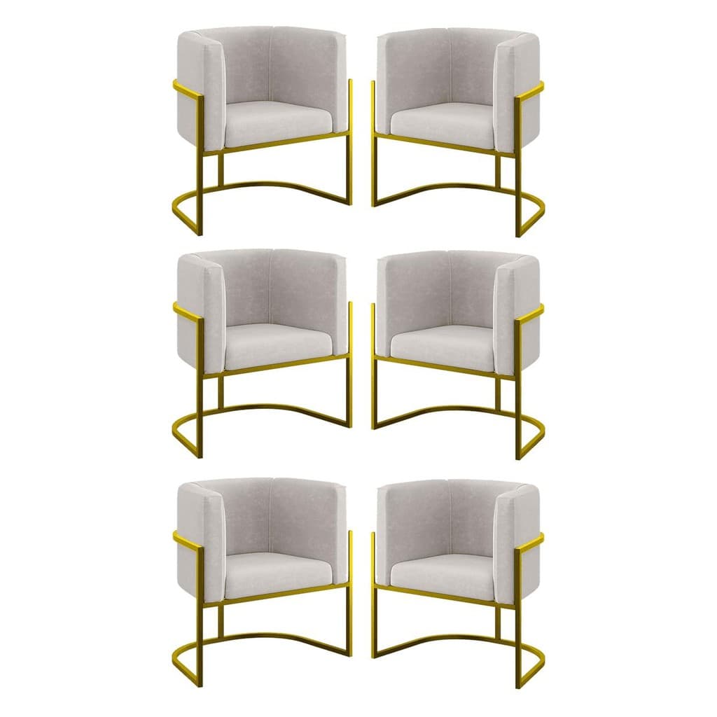 Kit 06 Cadeiras Poltrona Lua Gold para Sala Quarto Balaqui