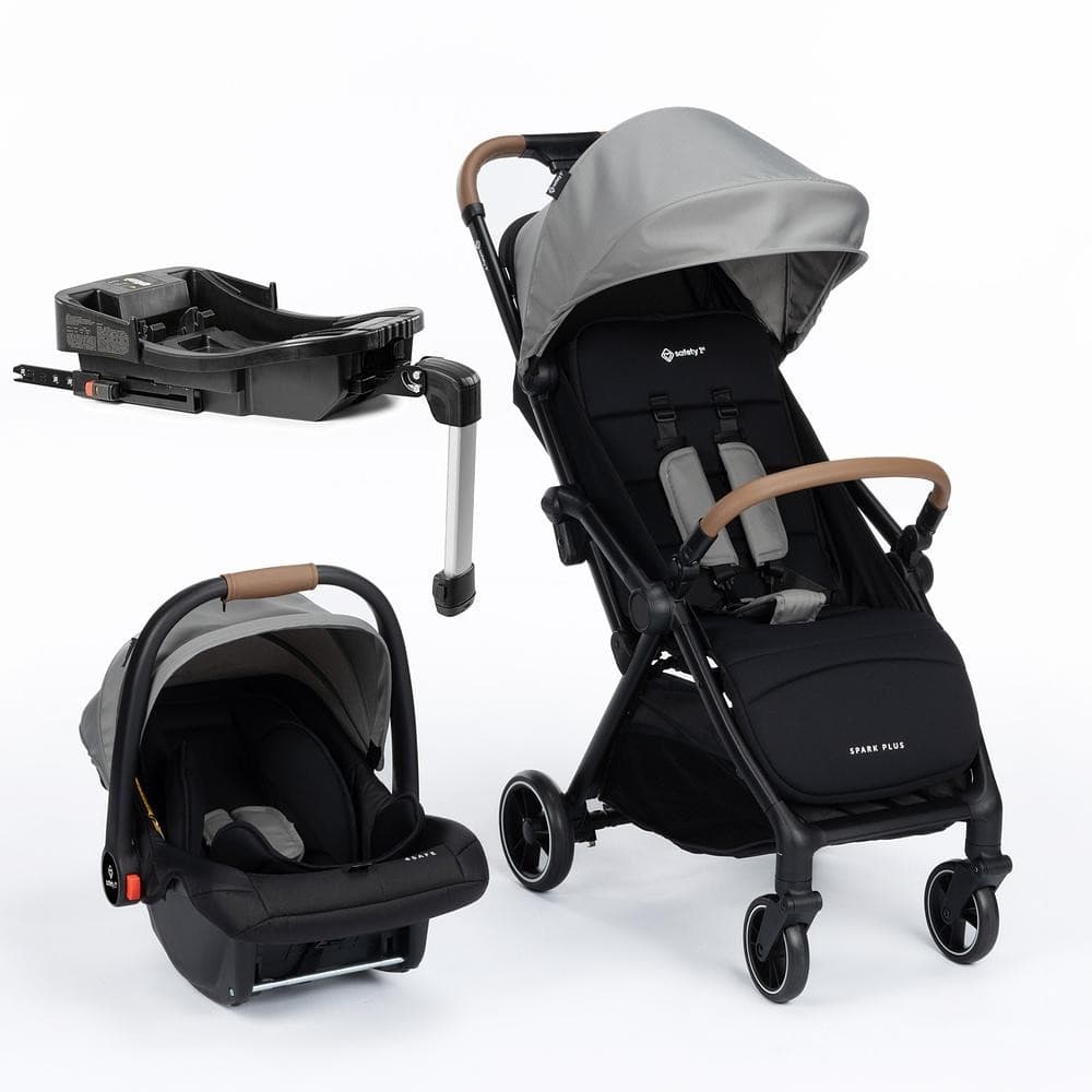 Carrinho com Bebê Conforto e Base Spark Plus Safety 1St Travel System Trio Isofix 0-22kg Grey Frost
