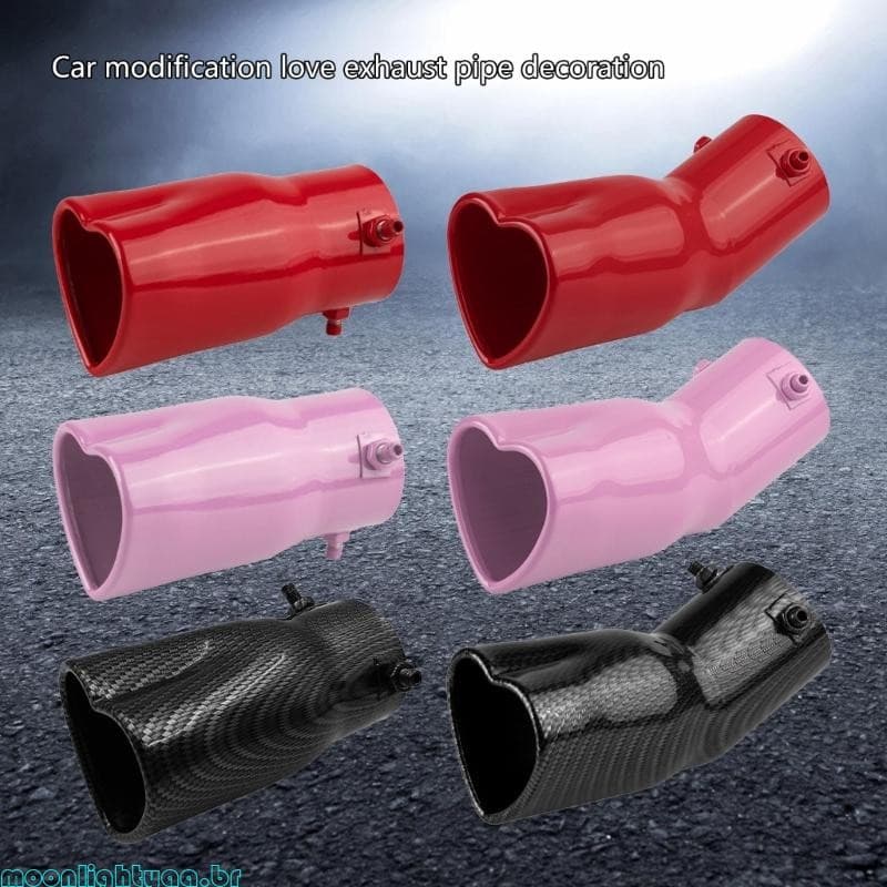 moonlightyaa1 Ponta Escape Coração Aço Decorações Exaustão Cauda Para Vários Modelos Carro