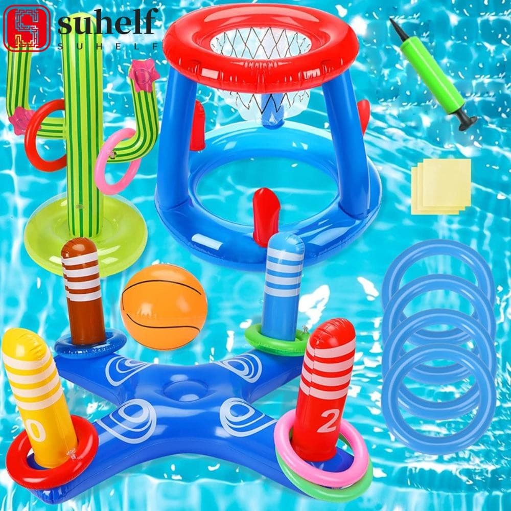 Jogo De Virola De Arremesso De Anel Inflável SUHELF , Brinquedos De Piscina Flutuantes Divertidos Ao Ar Livre , Interati