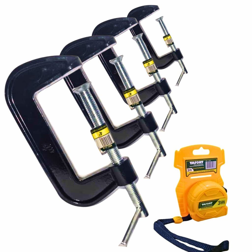 Kit 4 Grampo Tipo C.4 Pol Tafort Robusto Eficiênte + Brinde