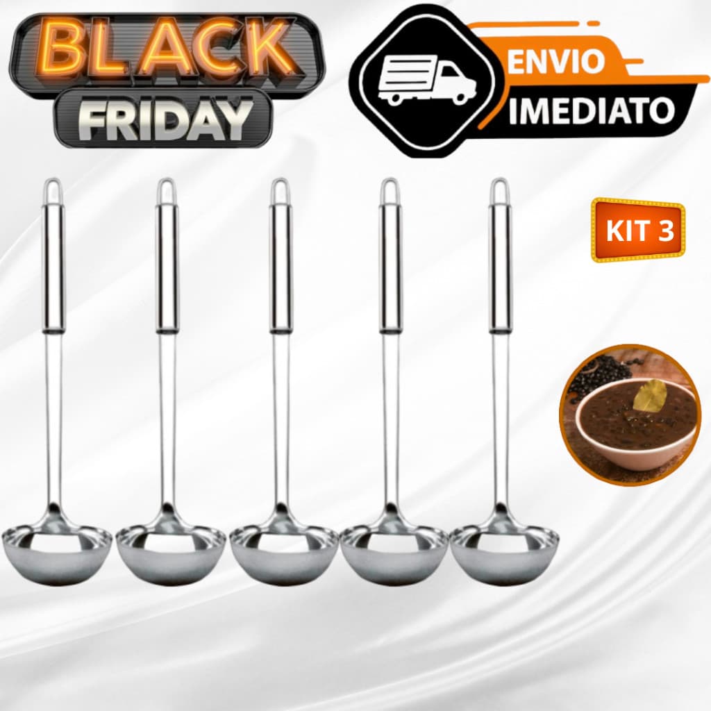 Kit 3 Escumadeira De Aço inox Pronto Para Entregue