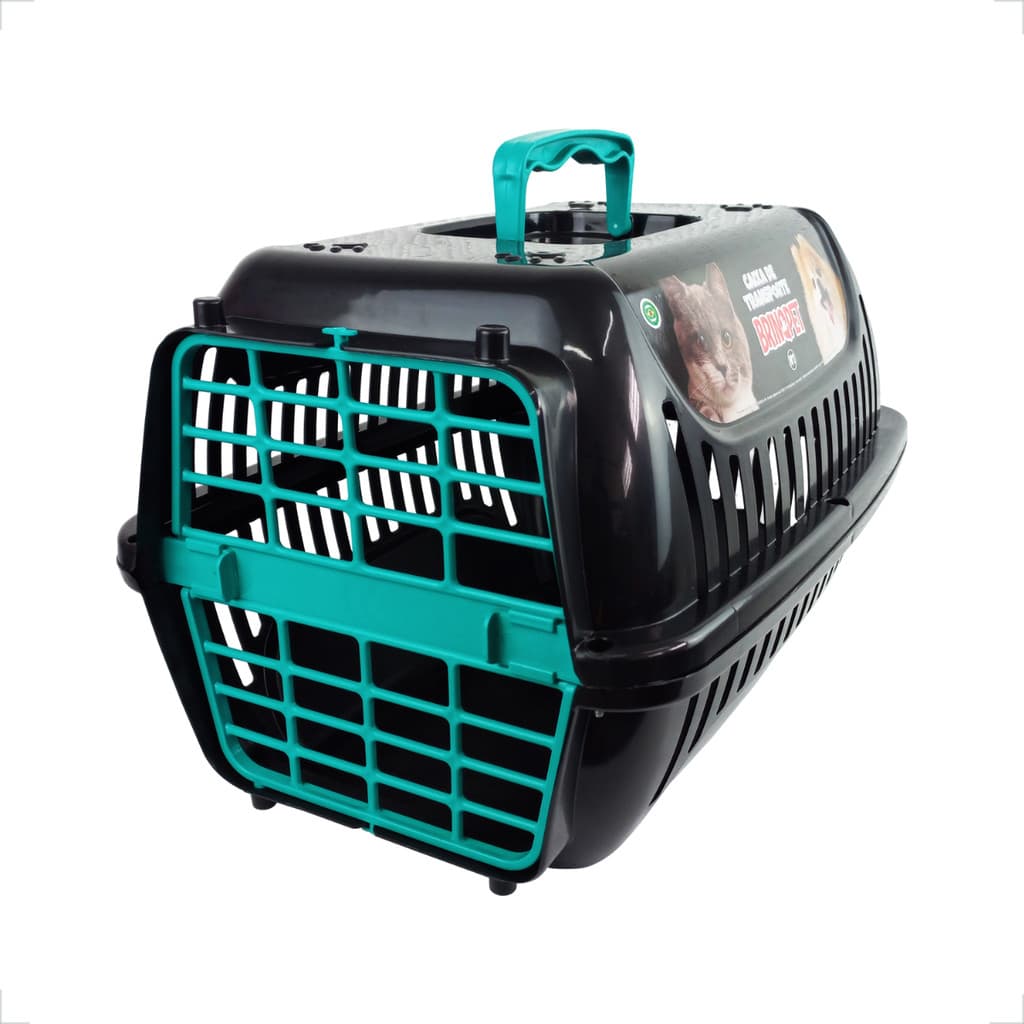 Caixa de Transporte Brinqpet N2 Premium – Preto e Verde Tifany