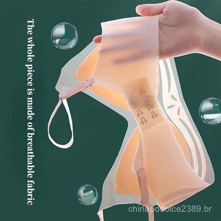 Soutien De Apoio Ultra-Fino Com Sensação De Frio Sutiã De Látex Macio Sem Anel De Aço Superior anti-Encolhimento Ajustáv