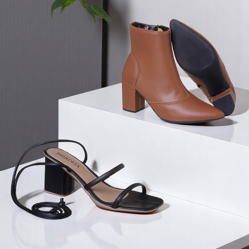 Kit Bota + Sandália De Salto Alto Feminina Confortável e Estilosa