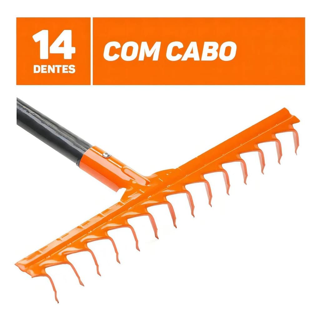 Ancinho Rastelo 14 Dentes De Aço Com Cabo Famastil