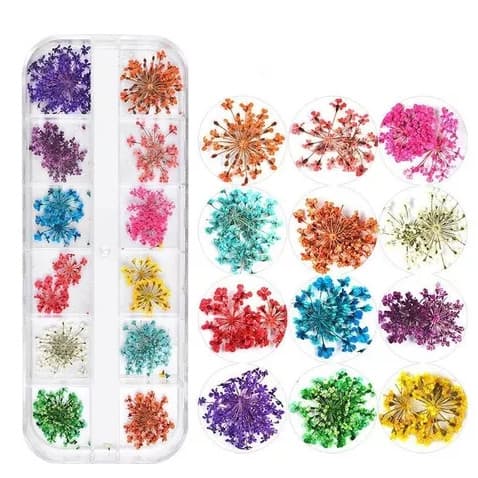 Flor Seca para Unhas Decoradas (12 Cores)
