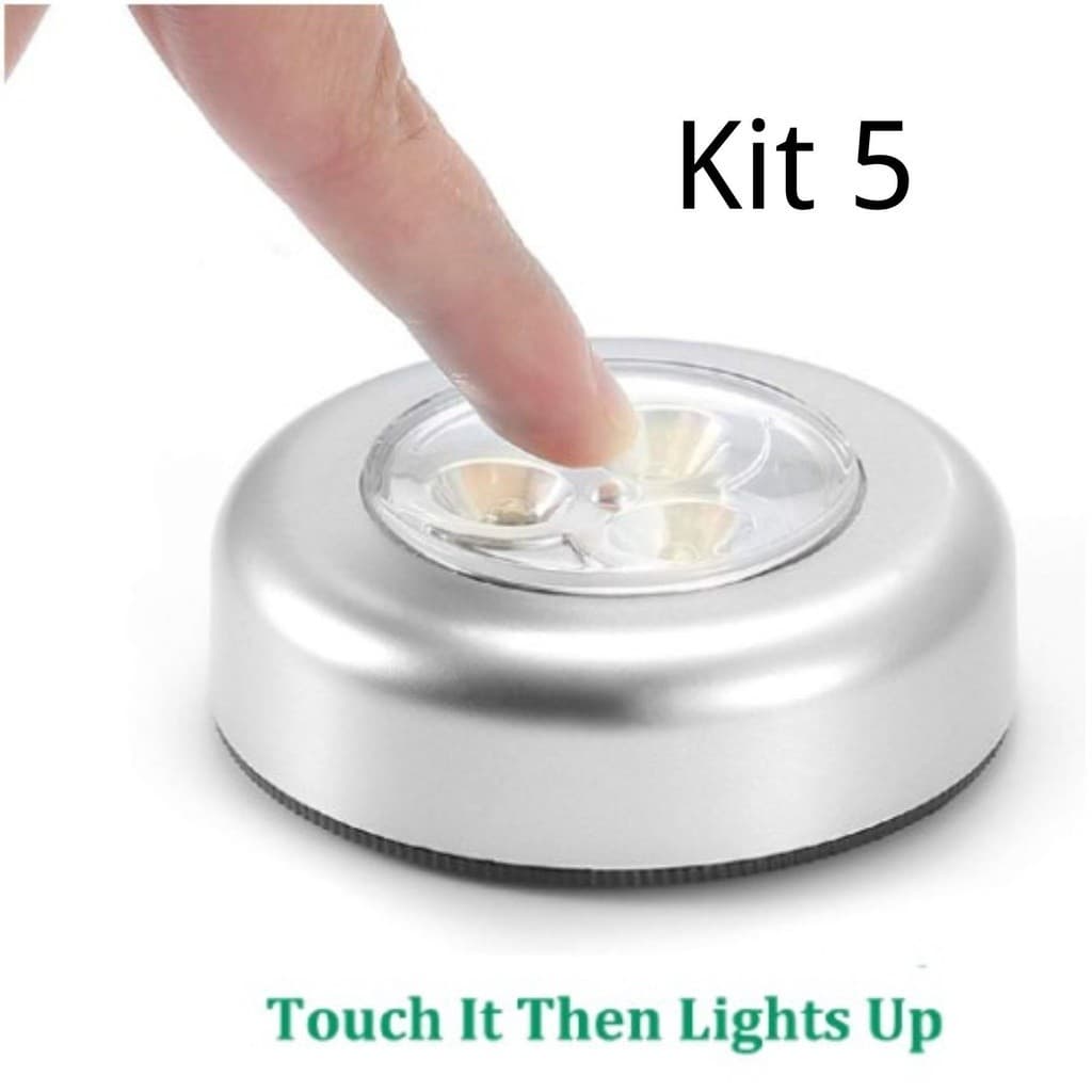 5 Unidade Leds Lâmpada Adesiva Sem Fio Touch De Pilha De Segurança Portátil Para Armário Casa