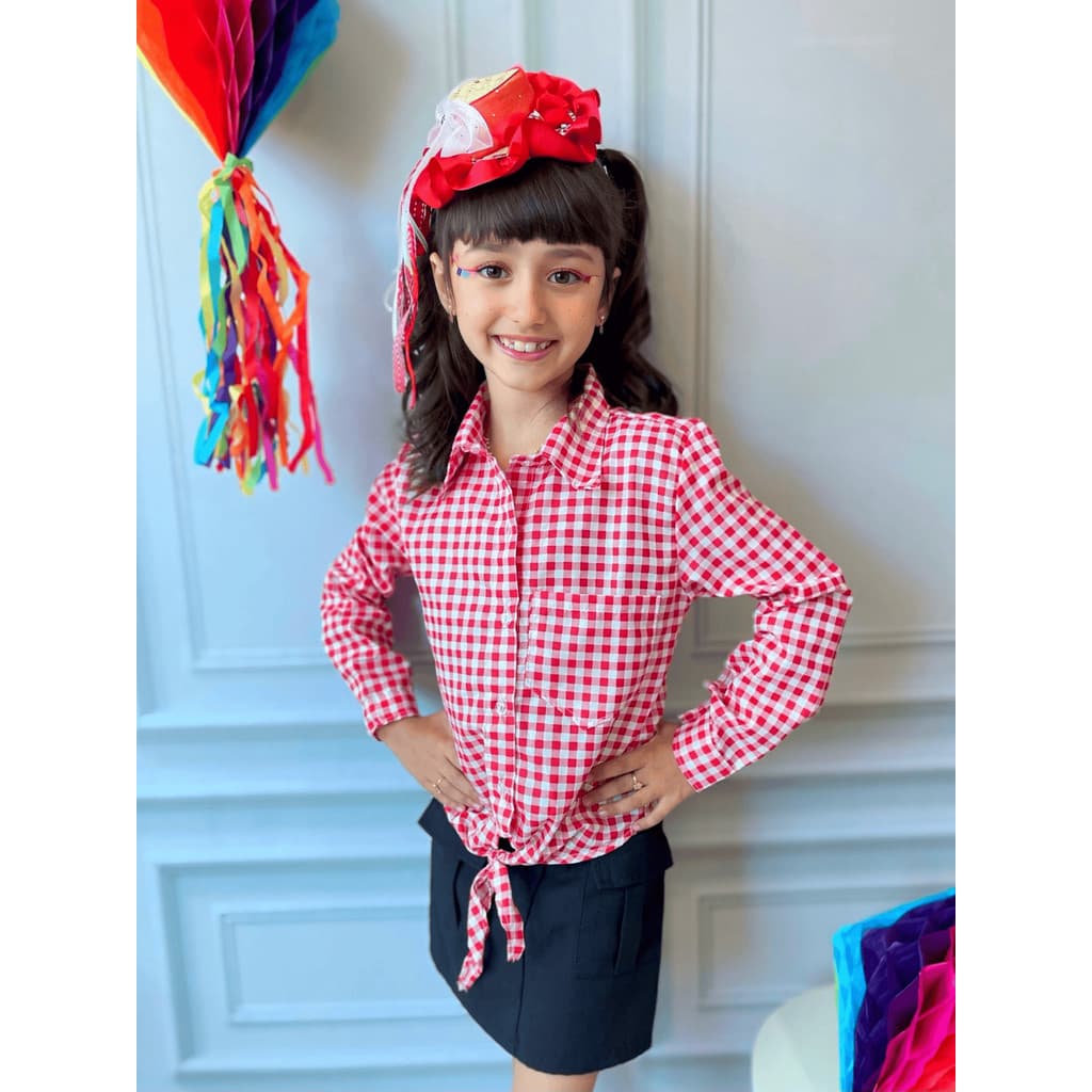 Camisa Xadrez Infantil Menina Junina Quadrilha - 1 ao 16