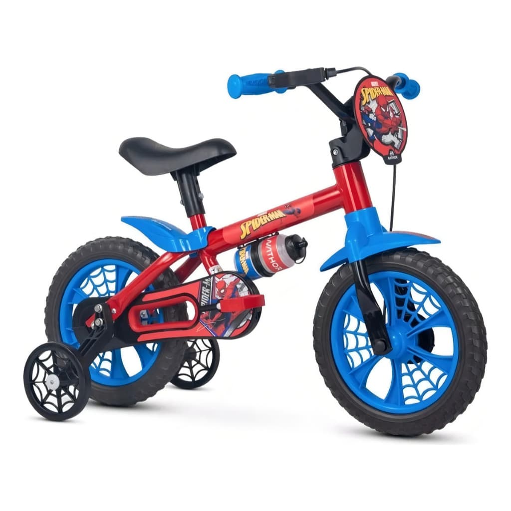 Bicicleta Infantil Aro 12 Nathor Spider Man Azul E Vermelho